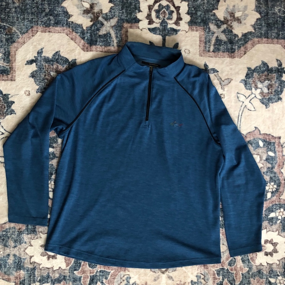 Greg Norman Pullover 1/4 Zip Mens Size XL Logo Blue